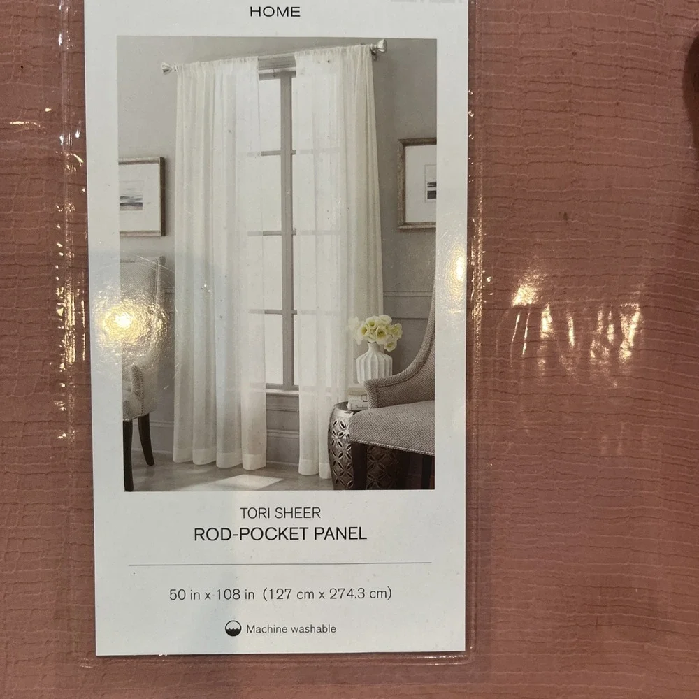 Liz Claiborne Home Tori Rose Pink Sheer Rod Pocket (2)‎ Curtain Panels 50x108